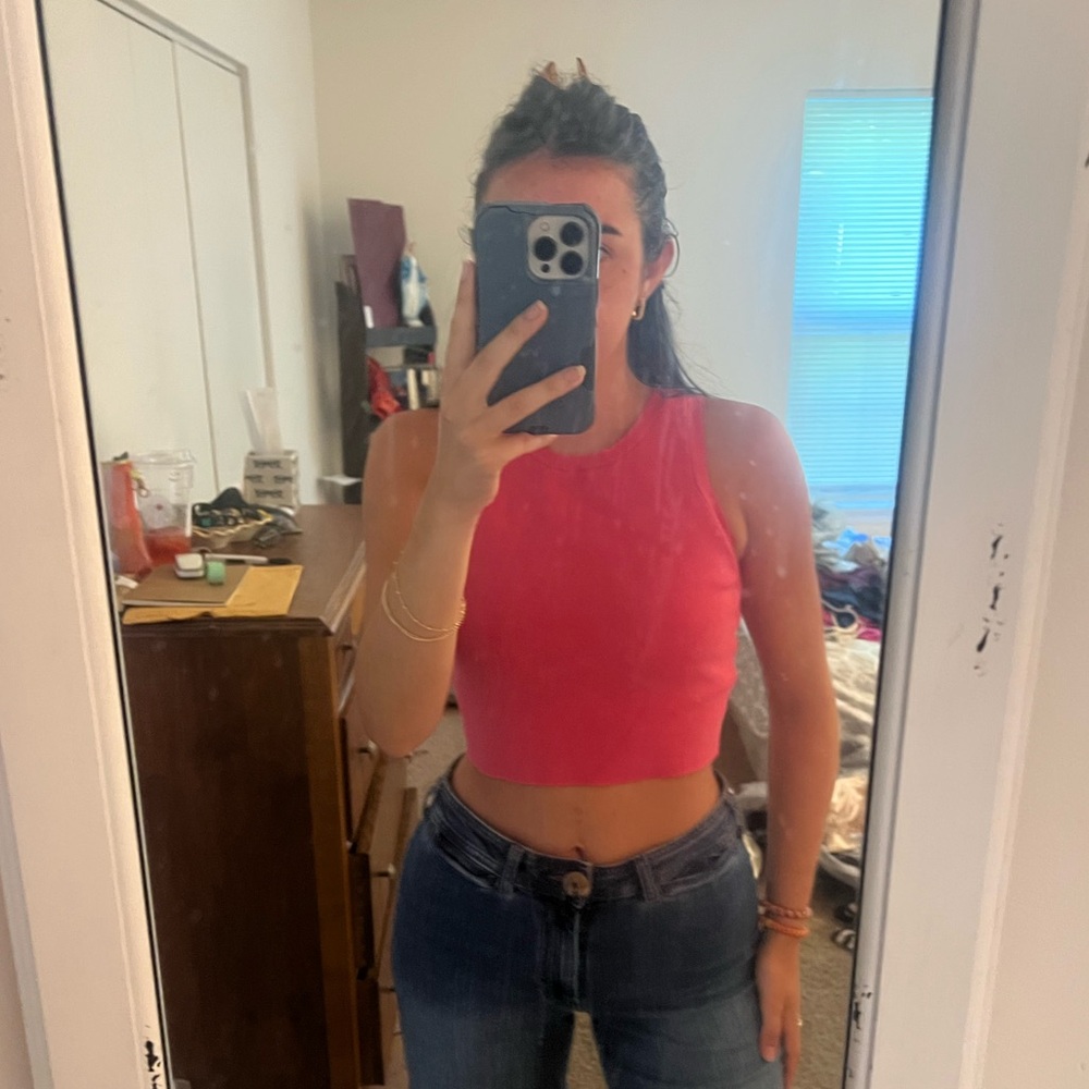 Zara Pink Sleeveless Crop Tank Top